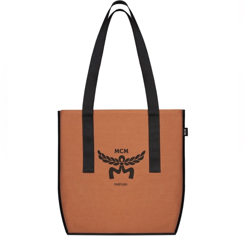 MCM Tan and Black Logo Tote - Picture 1 of 12